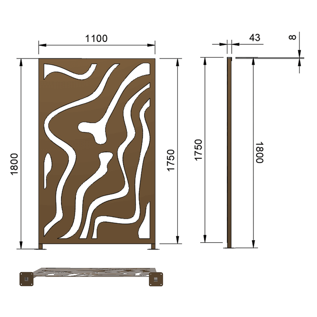 Maintenance-free screen walls & fences in Corten with graphic patterns that can be illuminated (privacy protection, pergola, room dividers, trellis & wind protection).